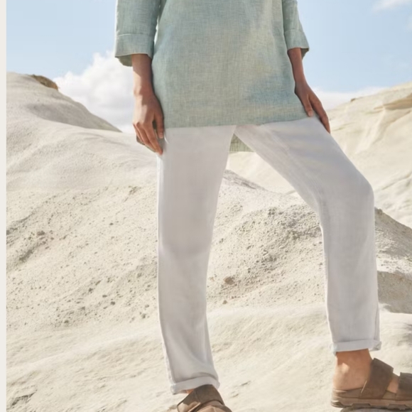Poetry Linen Gray Straight Leg Pants Size 12 - Picture 1 of 8